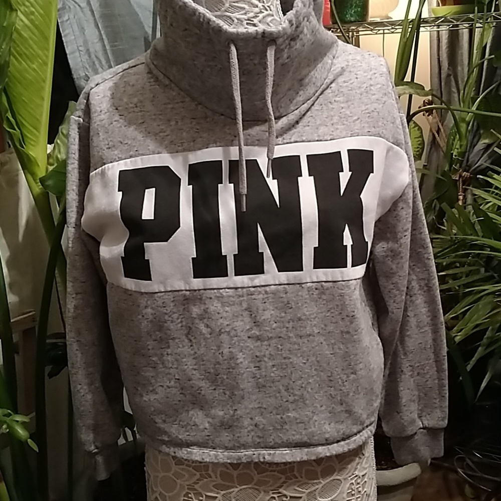PINK Victoria's Secret Grey Cowl Neck Hoodie